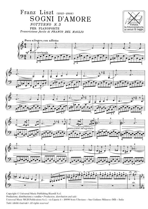 Sogni D'Amore. 3 Notturni: N.3 In La Bem. - Per Pianoforte - pro klavír
